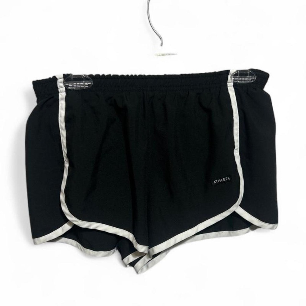 Athleta Mid Rise Running Shorts - Small - Black/White - B72-IC